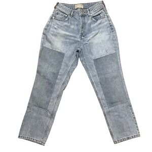Everlane Straight Leg Jeans Women Blue Denim High Rise Button Fly 28 Crop